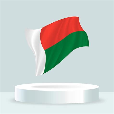 Renderização 3d da bandeira de madagascar da bandeira exibida no