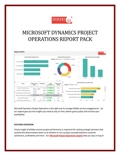 Microsoft Dynamics Project Operations Report Pack By Stratada Issuu