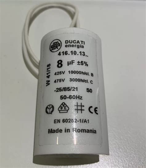 Motor Run Capacitor 8uF Microfarad White Wires