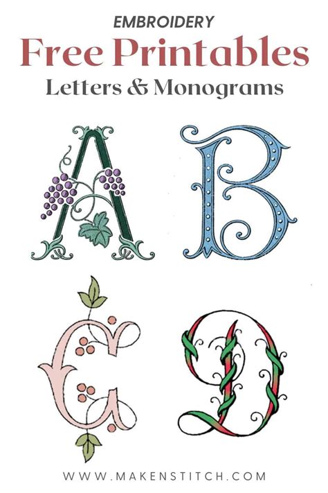 Free Printables Letters And Monograms Monogram Embroidery Letters