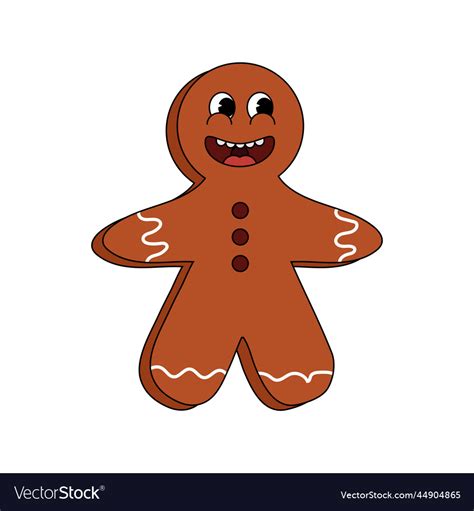 Gingerbread Man Cartoon Funny Retro Comic Vector Image