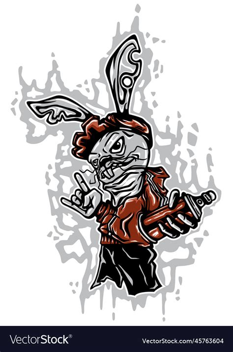 Cartoon rabbit hip hop graffiti Royalty Free Vector Image