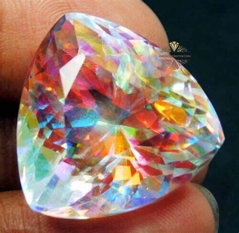 Ct Gie Certified Natural Trillion Cut Rainbow Mystic Quartz Loose