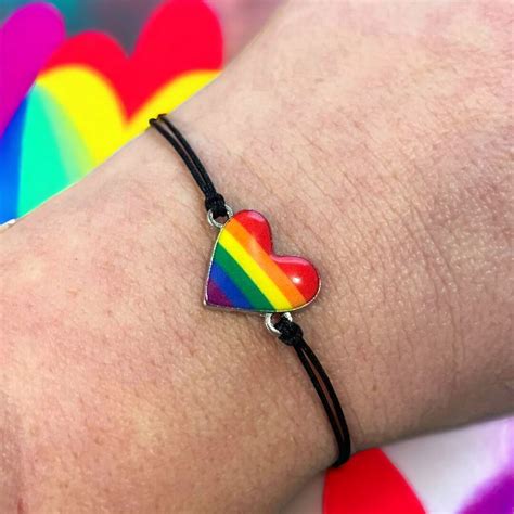 Rainbow Heart Bracelet Gay Valentines T For Lesbian Gay Pride Bracelet T For Gay