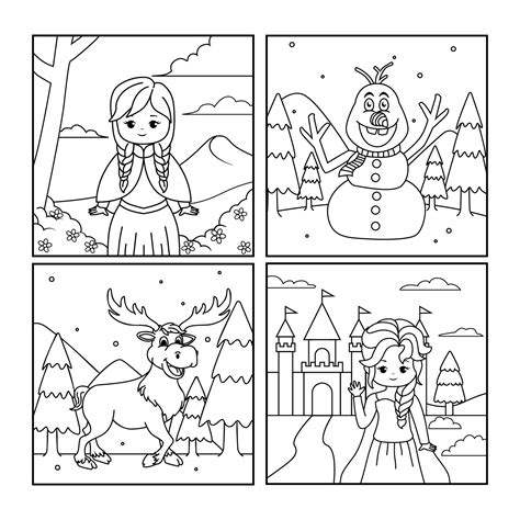 Winter Snow Princess Coloring Book Template 24037338 Vector Art At Vecteezy