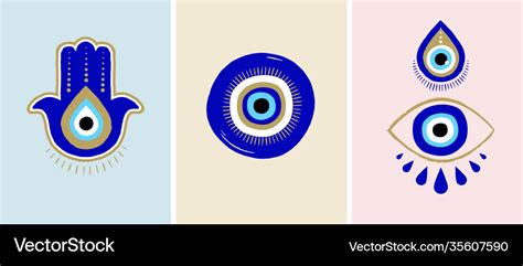 Evil eye or turkish eye symbols and icons set Vector Image