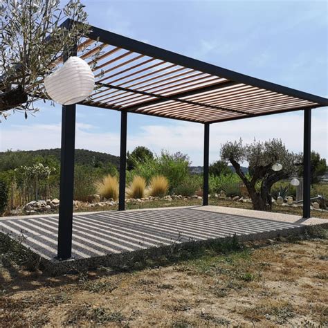 Pergola Acier Et Bois Caveirac Gard Modern Garden