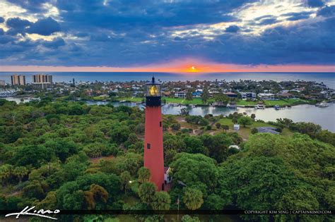 Jupiter Lighthouse Sunrise From Aerial View Hdr Photography By