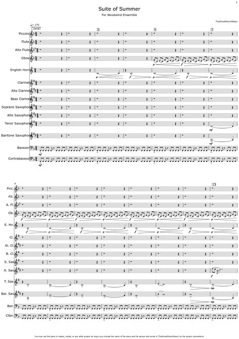 Suite Of Summer Sheet Music For Piccolo Flute Alto Flute Oboe