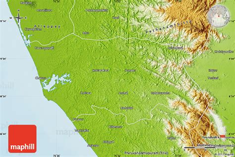 Physical Map of Kollam (Quilon)