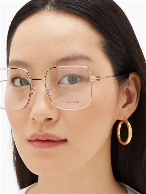 Ridged Frame Square Metal Glasses Bottega Veneta Matchesfashion Fr