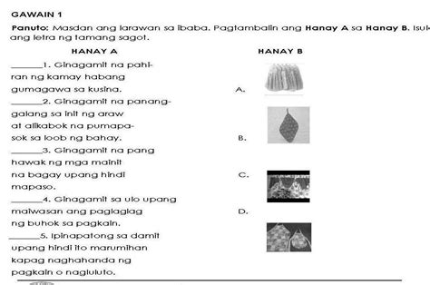 Gawain Panuto Masdan Ang Larawan Sa Ibaba Pagtambalin Ang Hanay A