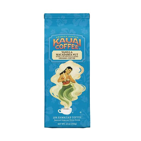 Kauai Hawaiian Ground Coffee, Vanilla Macadamia Nut Flavor - Gourmet