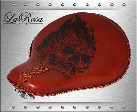 Find 16 LaRosa Flame Skull Rider Shedron Leather Harley Chopper Bobber