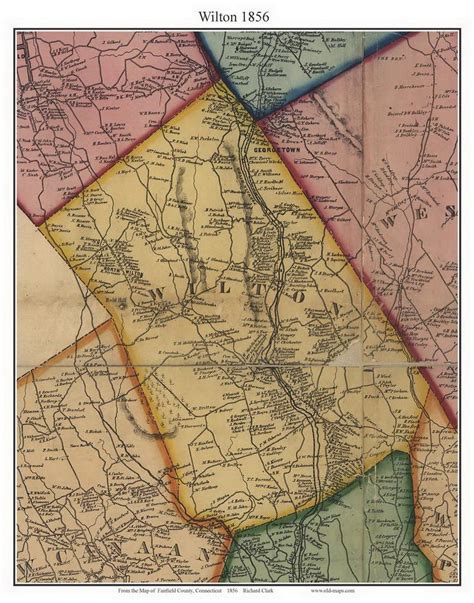 Wilton 1856 Old Town Map With Homeowner Names Connecticut Reprint Fairfield Co Ct Tm Etsy