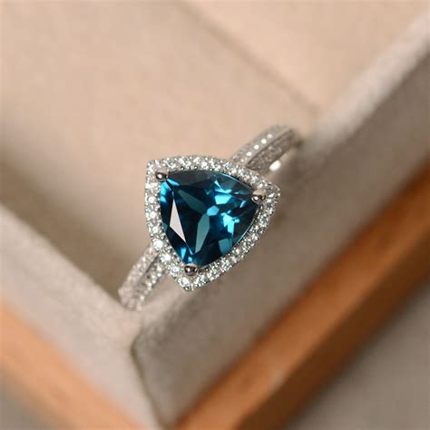 London Blue Topaz Ring Engagement Ring Blue Topaz Ring Etsy