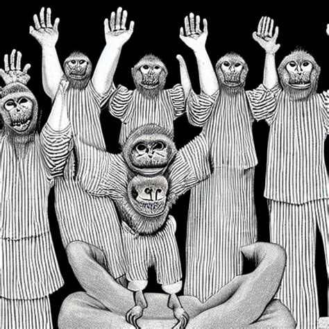 Trippy Monkey Screaming Outstretched Hand Put Hands Around