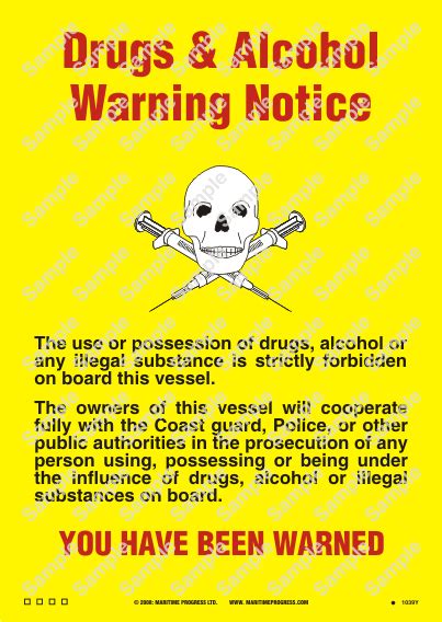 Maritime Progress Uk Wv Safety Poster For Drugs Alcohol Warning