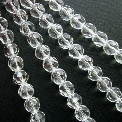 Clear Faceted Glass Round Beads 10mm 32 Beads Per 12