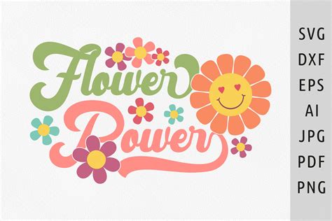 Flower Power Svg Retro Hippie Quote Svg Graphic By Julias Digital