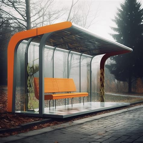 Premium AI Image Bus Stop Design Photo AI Generated