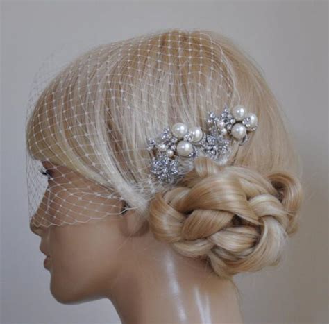 Birdcage Veil And Small Bridal Combs Items Swarovski Pearls