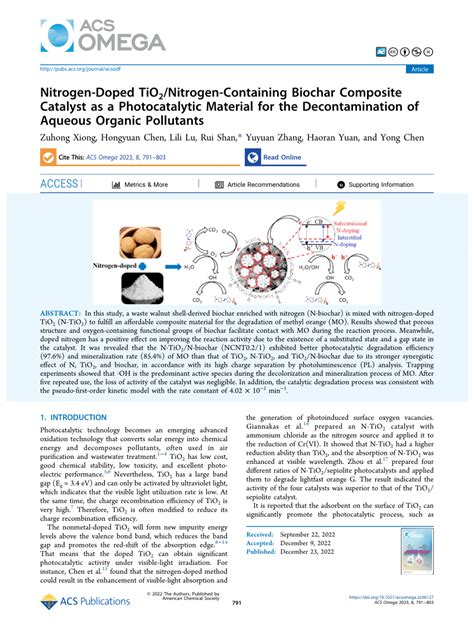 PDF Nitrogen Doped TiO 2 Nitrogen Containing Biochar Composite