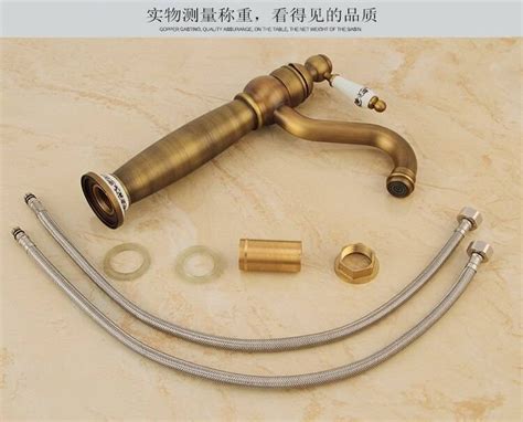 Luxury Basin Faucets Brass Antique Wash Basin Cold And Hot Water Tap Single Hole Blue And White