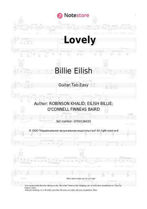 Billie Eilish Khalid Lovely Guitar Chords And Tabs In Note Store