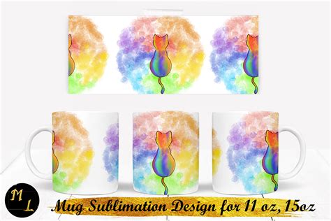 Cat Mug Sublimation Rainbow Mug Design Graphic By Daryaboska Creative