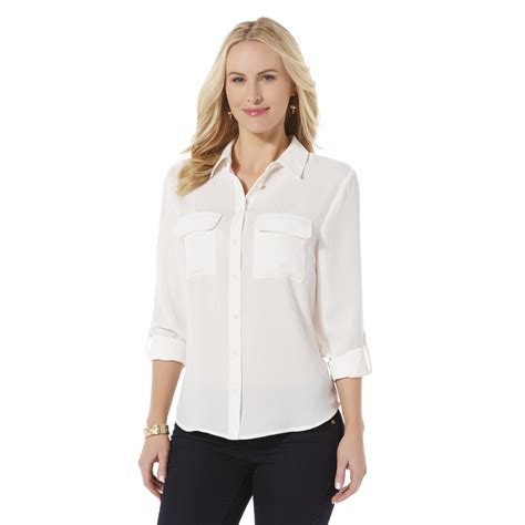 Covington Womens Button Front Blouse