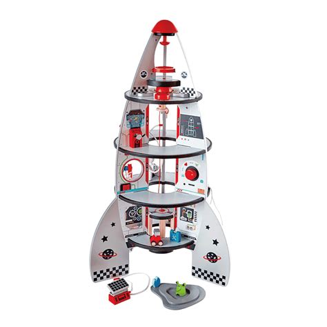 Hape Four Stage 20 Piece Durable Wooden Rocket And Spaceship Toy For