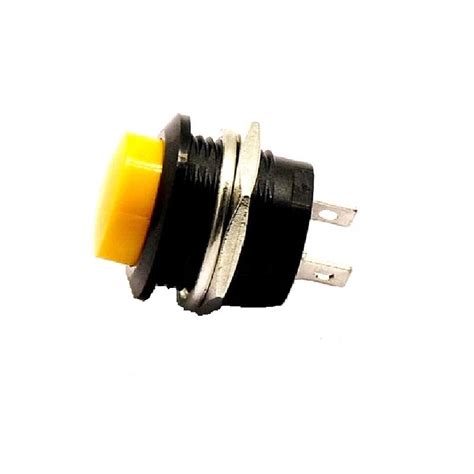 Yellow R13-507 16MM 2PIN Momentary Self- Reset Round Cap Push Button ...