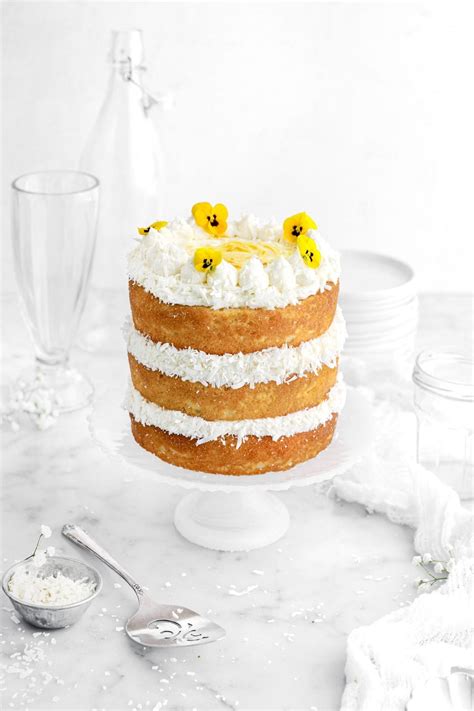 Lemon Coconut Naked Cake With Lemon Curd Bakers Table