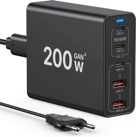 Caricatore Usb C W Porte Hub Di Ricarica Rapido E Compatto