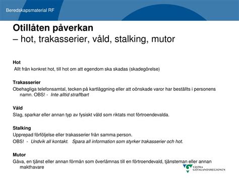 PPT Skydd av demokratin Otillåten påverkan mutor stalking hot och våld PowerPoint