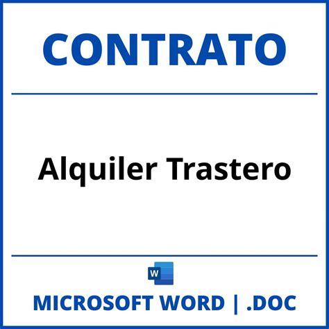 Contrato Alquiler Trastero En Formato Word