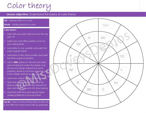 Color theory worksheets USA version | Teaching Resources