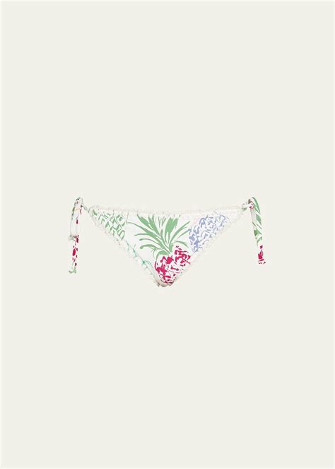 Milly Cabana Tropical Pineapple Side Tie Bikini Bottoms Multi