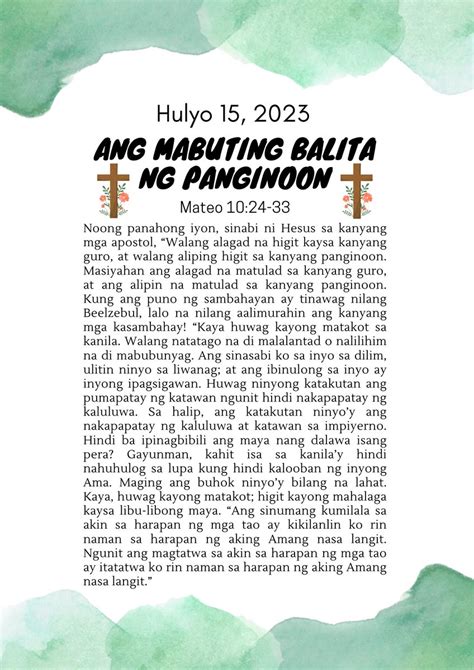 Katolikongpinoy On Twitter Ang Mabuting Balita Ng Panginoon