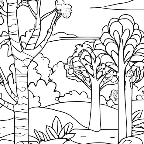 Coloring Page Black And White Forest Landscape Creative Fabrica