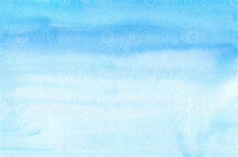 Watercolor light blue gradient background texture. Aquarelle abstract bright sky blue ombre ...