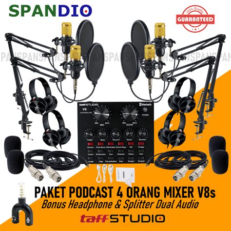 Jual PAKET PODCAST 4 Orang Mic Microphone Bm 800 Mixer V8U V8 Plus