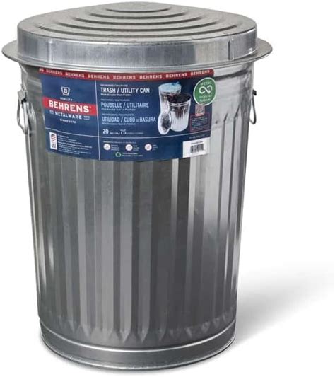 Amazon Behrens Galvanized Steel Trash Can 20 Gallon Behrens