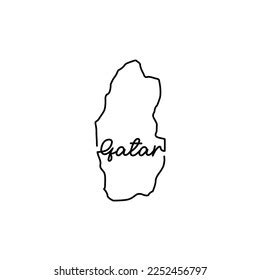 Qatar Outline Map Handwritten Country Name Stock Illustration ...