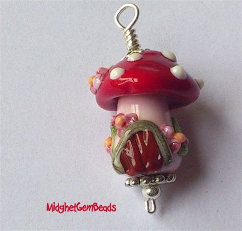 Mushroom House Lampwork Bead Pendant Uk Sra Fhfteam Etsy Uk