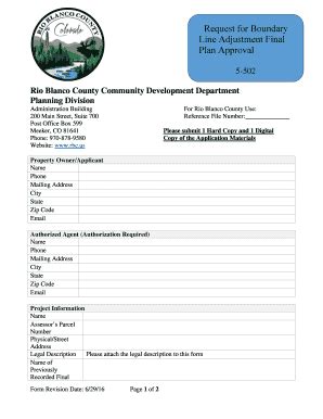 Fillable Online Request For Boundary Line Adjustment Final Plan