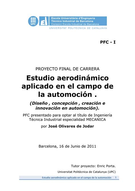 Estudio Aerodin Mico Aplicado En El Campo De La Automoci N Pdf