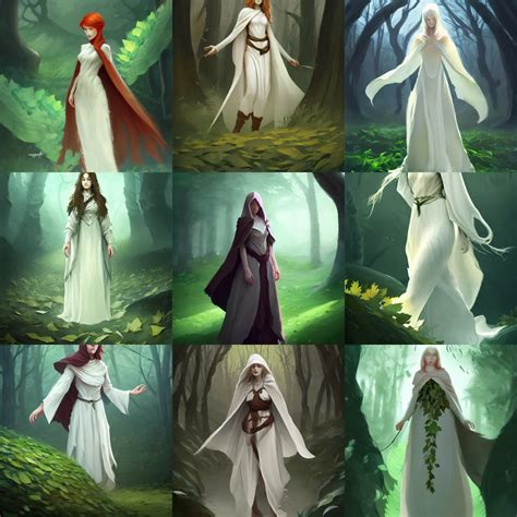 A Girl With A Cloak Made Of Leaves Concept Art By Stable Diffusion