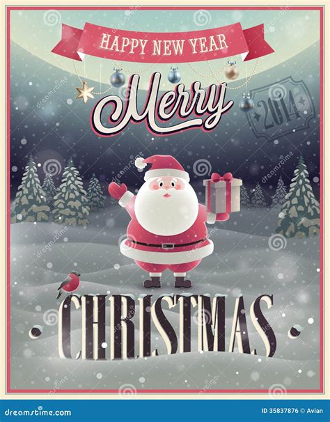 Christmas Poster With Santa Stock Vector Illustration Of Merry